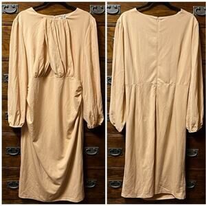 NWT! Grace Karin Pleated Balloon Long Sleeve Midi Dress 23-24” P2P